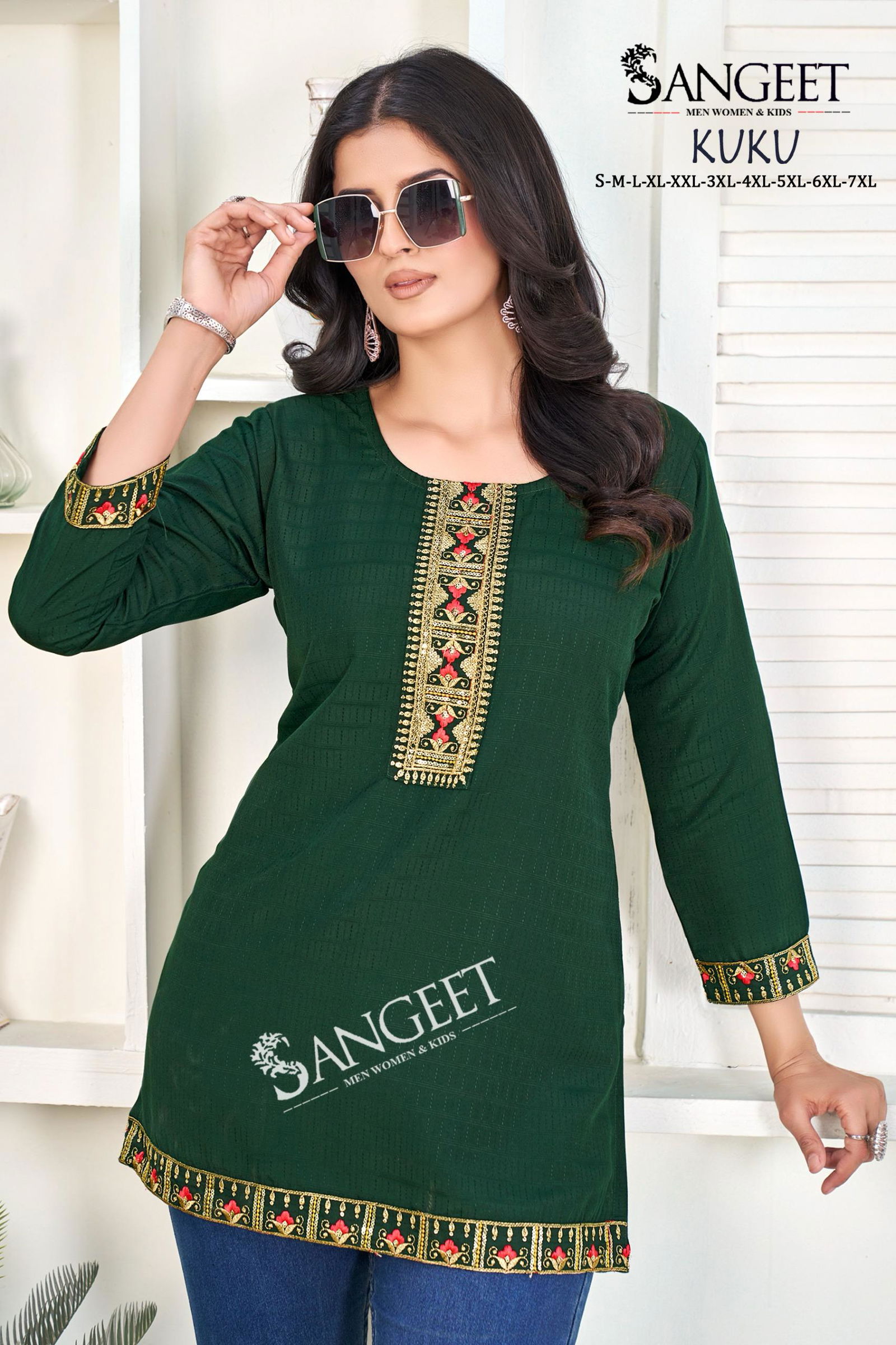 Kuku By Sangeet Heavy Rayon Multi Embroidery Kurti Suppliers In India
